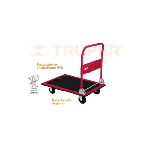 Carrito de carga plegable. Soporta hasta 300 kg. Plataforma: 90x61 cm. Recubrimiento en PVC antideslizant